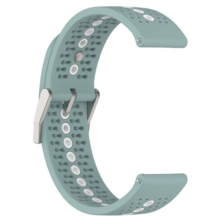 20mm Bi-color Silicone Watch Strap Wristband for Huawei Watch GT3 42mm/Samsung Galaxy Watch 42mm - Cyan/White