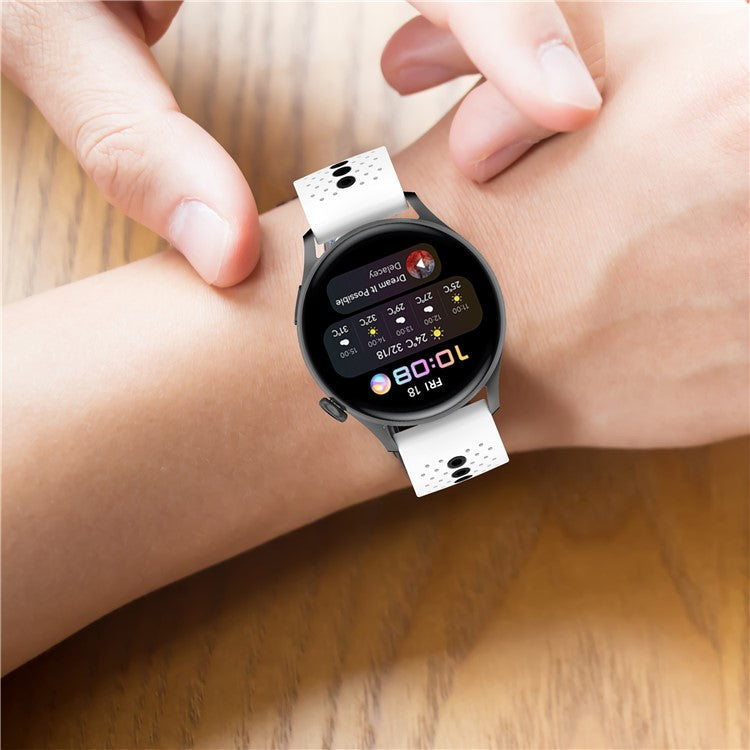 20mm Bi-color Silicone Watch Strap Wristband for Huawei Watch GT3 42mm/Samsung Galaxy Watch 42mm - Cyan/White