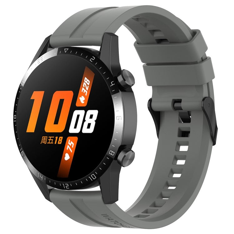 20mm Silicone Adjustable Watch Band Wrist Strap for Huawei Watch GT Runner/Watch GT3 42mm - Black Steel Buckle/Grey