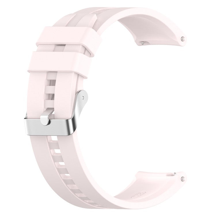 20mm Silicone Smart Watch Strap Adjustable Wristband Bracelet for Huawei Watch GT Runner/Watch GT3 42mm - Silver Steel Buckle/Light Pink
