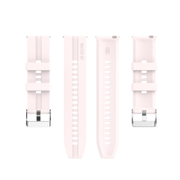 20mm Silicone Smart Watch Strap Adjustable Wristband Bracelet for Huawei Watch GT Runner/Watch GT3 42mm - Silver Steel Buckle/Light Pink