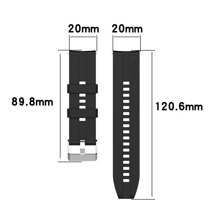 20mm Silicone Smart Watch Strap Adjustable Wristband Bracelet for Huawei Watch GT Runner/Watch GT3 42mm - Silver Steel Buckle/Light Pink
