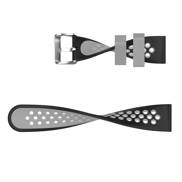 22mm Breathable Dual Color Silicone Watch Strap Wristband with Multiple Holes Design for Huawei Watch GT3 46mm/Samsung Gear S3 Frontier/Classic - Black/Red