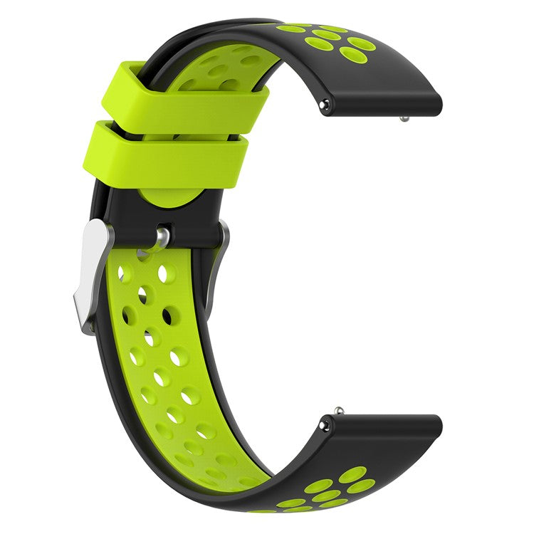 22mm Breathable Dual Color Silicone Watch Strap Wristband with Multiple Holes Design for Huawei Watch GT3 46mm/Samsung Gear S3 Frontier/Classic - Black/Green