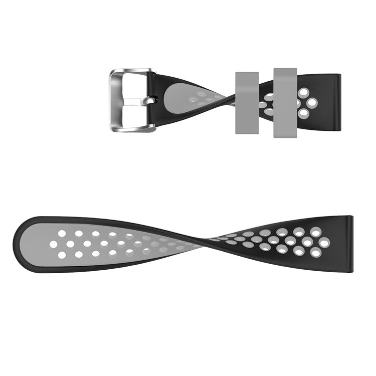 22mm Breathable Dual Color Silicone Watch Strap Wristband with Multiple Holes Design for Huawei Watch GT3 46mm/Samsung Gear S3 Frontier/Classic - Black/Green