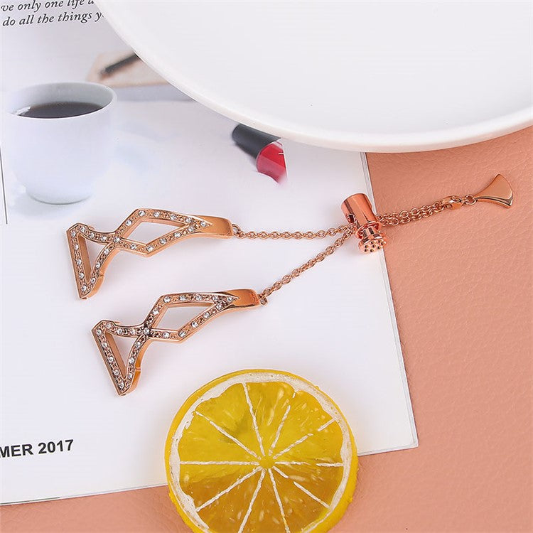 Hollow Out Rhinestone Decor 304 Stainless Steel Smart Watch Band Women Slide Bracelet for Samsung Gear S3 Classic/S3 Frontier - Rose Gold