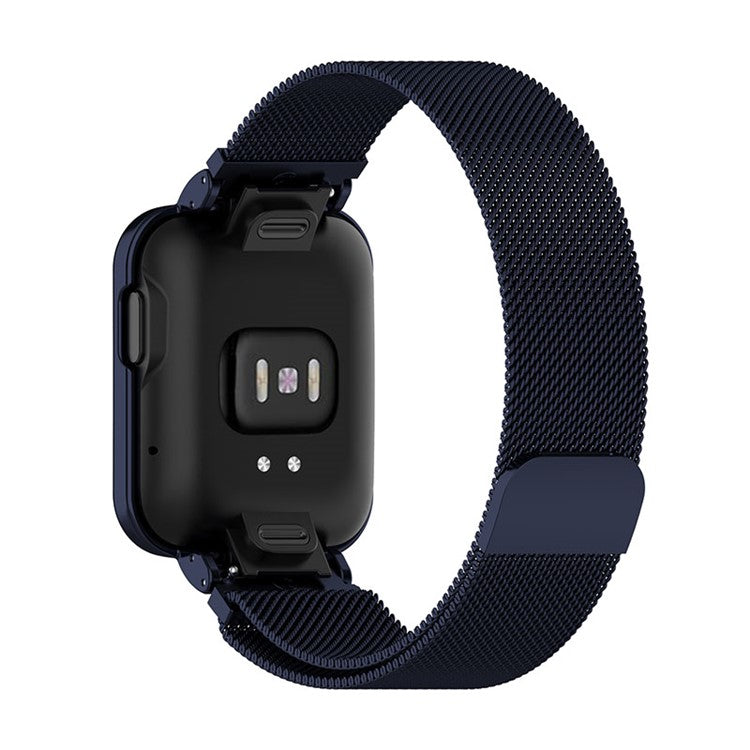 Magnetic Closure Freely-Adjusted Stainless Steel Watchband Wrist Strap + Watch Protector Case for Xiaomi Redmi Watch 2 - Ink Blue
