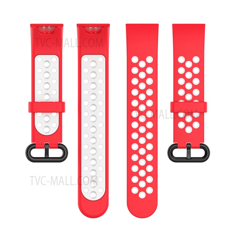 Dual-Color Hollow Silicone Watchband Strap Replacement for Xiaomi Redmi Watch 2 - Red/White