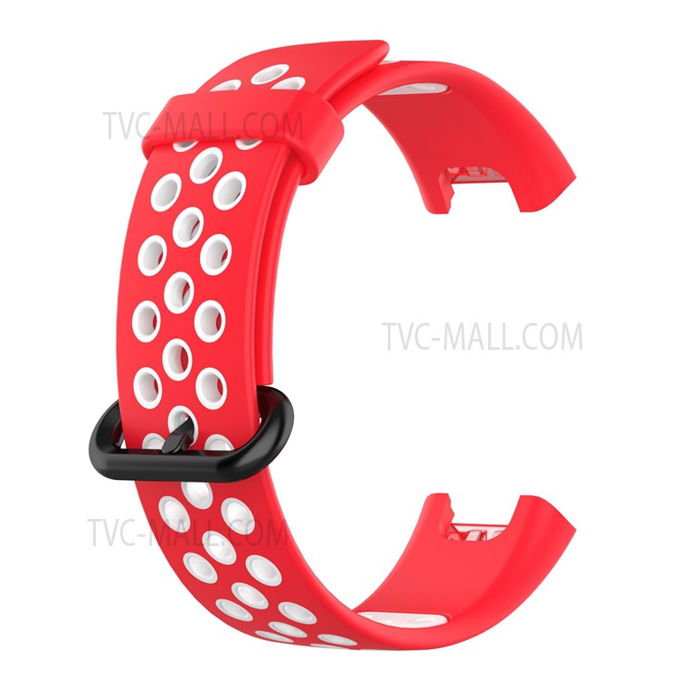 Dual-Color Hollow Silicone Watchband Strap Replacement for Xiaomi Redmi Watch 2 - Red/White