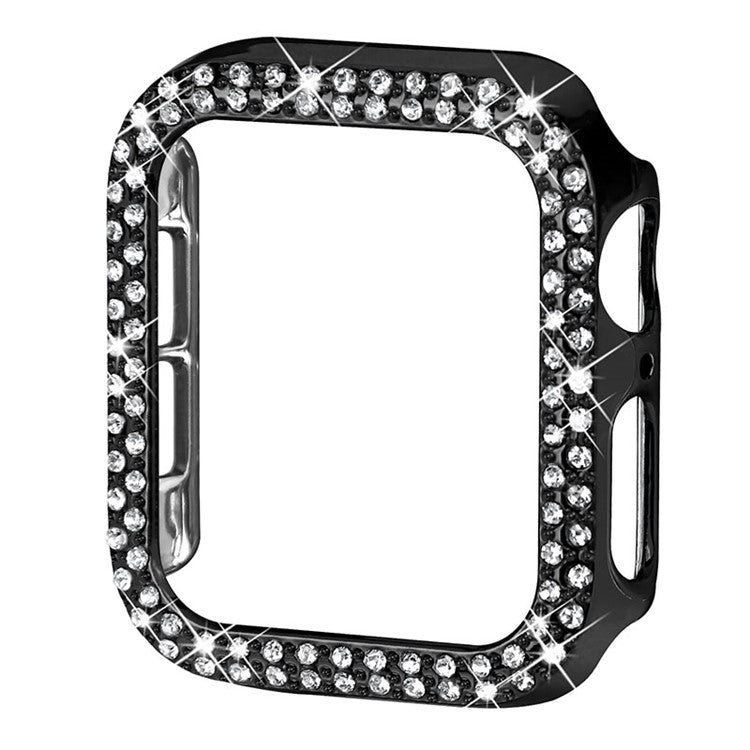 Rhinestone Decor Hard PC Anti-fall Watch Protective Cover Case for Apple Watch Series 9 / 8 / 7 41mm - Black
