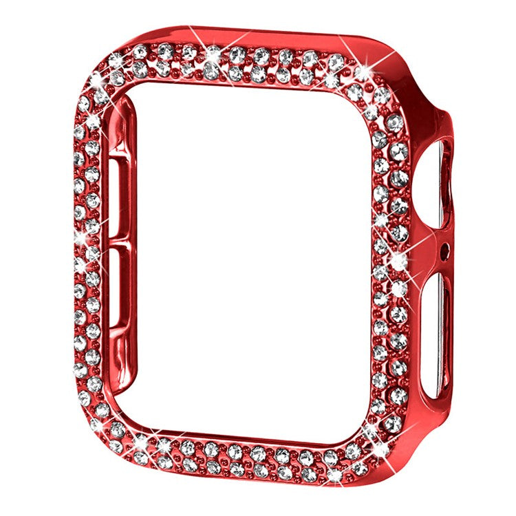 Rhinestone Decor Hard PC Anti-fall Watch Protective Cover Case for Apple Watch Series 9 / 8 / 7 45mm - Red