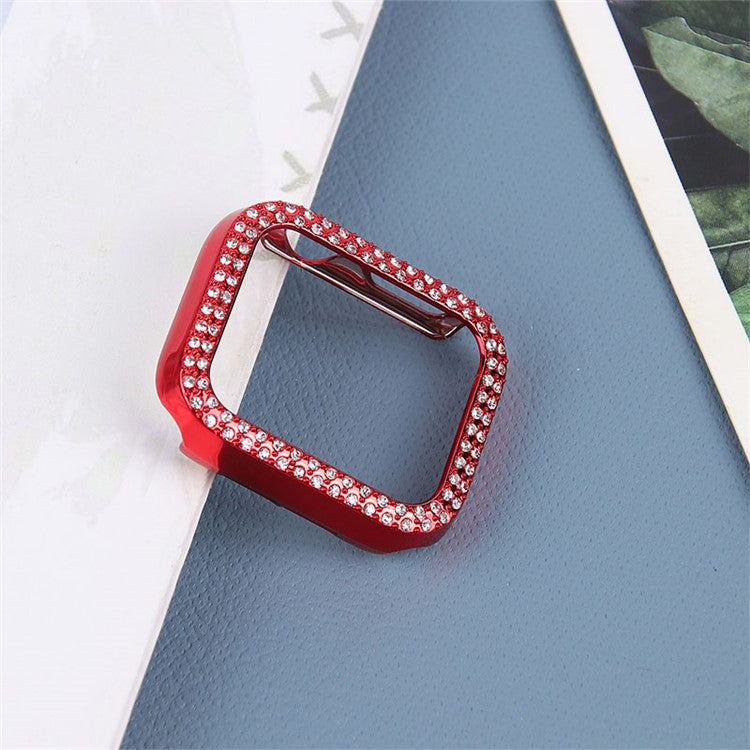 Rhinestone Decor Hard PC Anti-fall Watch Protective Cover Case for Apple Watch Series 9 / 8 / 7 45mm - Red