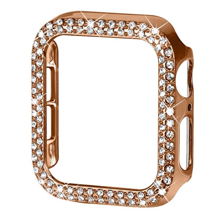 Rhinestone Decor Smart Watch Frame Case Hard PC Protective Cover for Apple Watch Series 3/2/1 38mm - Rose Gold