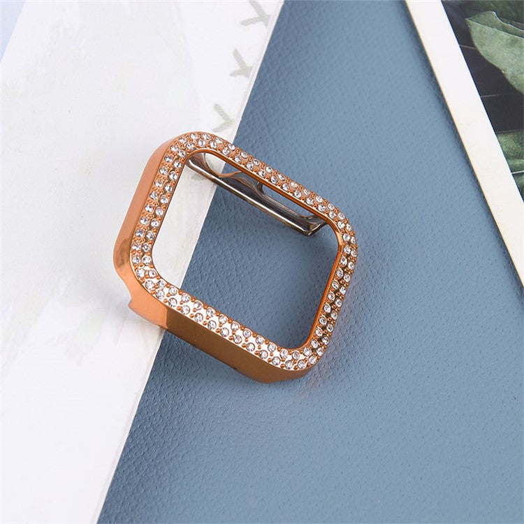Rhinestone Decor Smart Watch Frame Case Hard PC Protective Cover for Apple Watch Series 3/2/1 38mm - Rose Gold