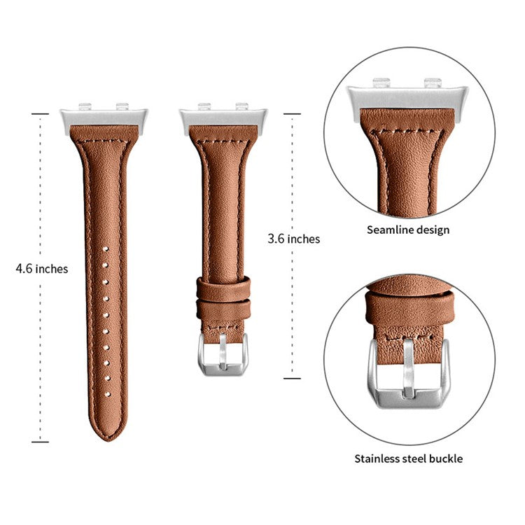 Quick Release Watch Band Top Grain Cowhide Genuine Leather Watch Strap for Oppo Watch 41mm - Brown