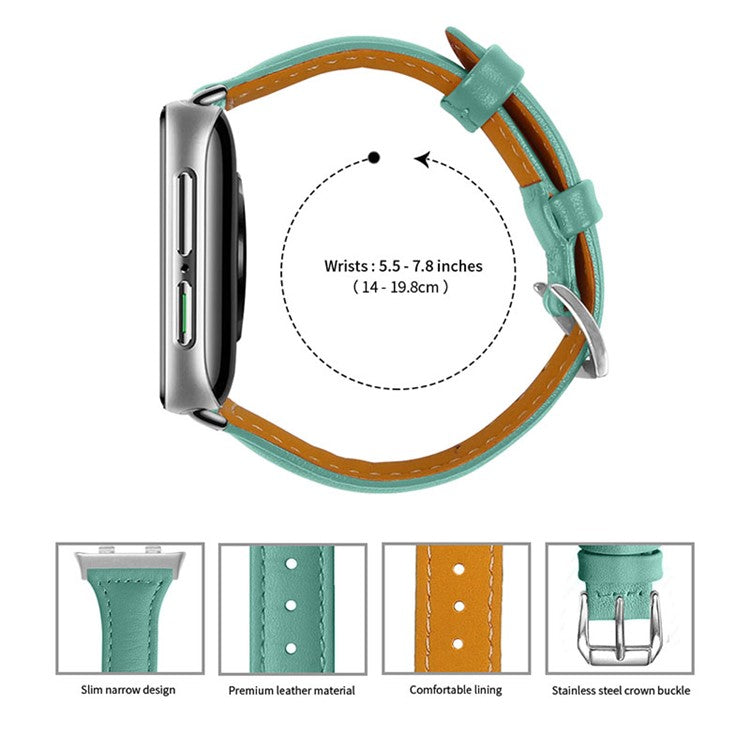 Quick Release Watch Band Top Grain Cowhide Genuine Leather Watch Strap for Oppo Watch 41mm - Teal