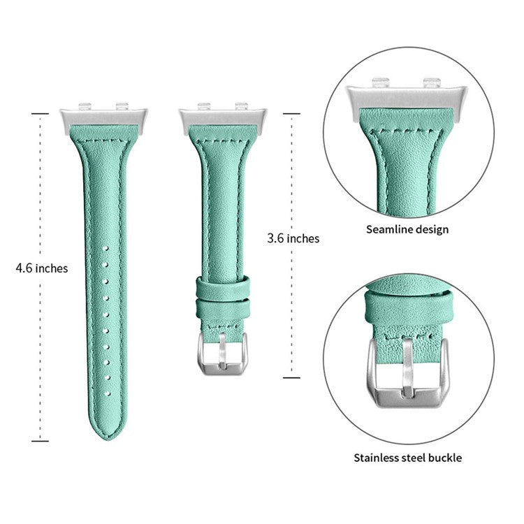 Quick Release Watch Band Top Grain Cowhide Genuine Leather Watch Strap for Oppo Watch 41mm - Teal