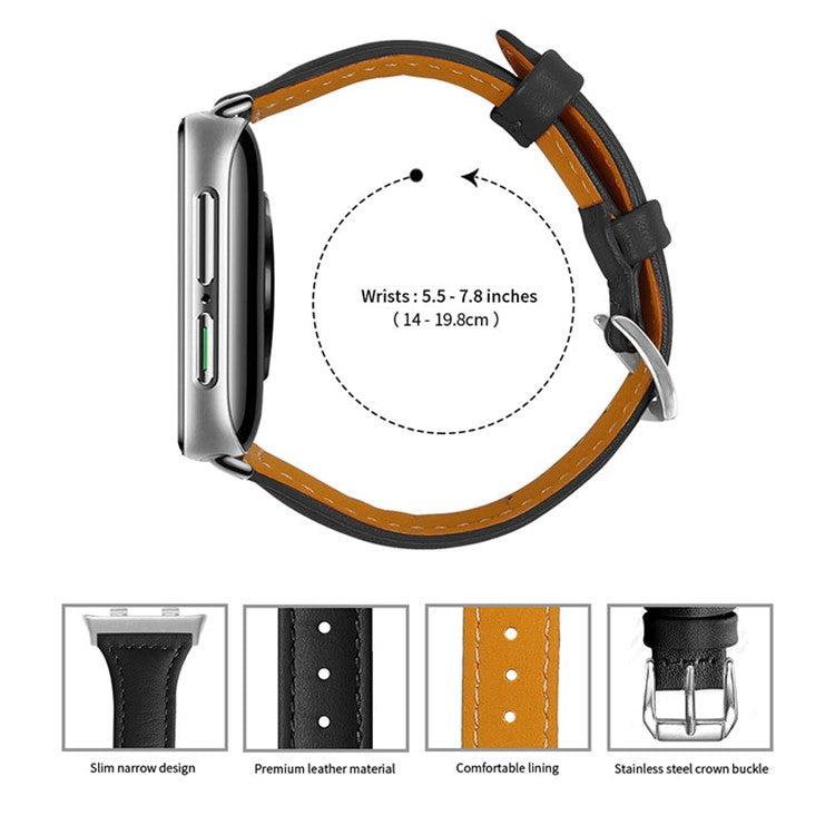 Quick Release Watch Band Top Grain Cowhide Genuine Leather Watch Strap for Oppo Watch 41mm - Black