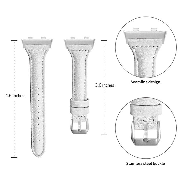 Quick Release Watch Band Top Grain Cowhide Genuine Leather Watch Strap for Oppo Watch 41mm - White