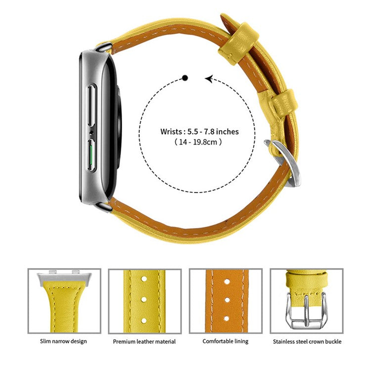 Top Layer Cowhide Genuine Leather Smart Watch Strap Replacement Watch Band for Oppo Watch 46mm - Orange