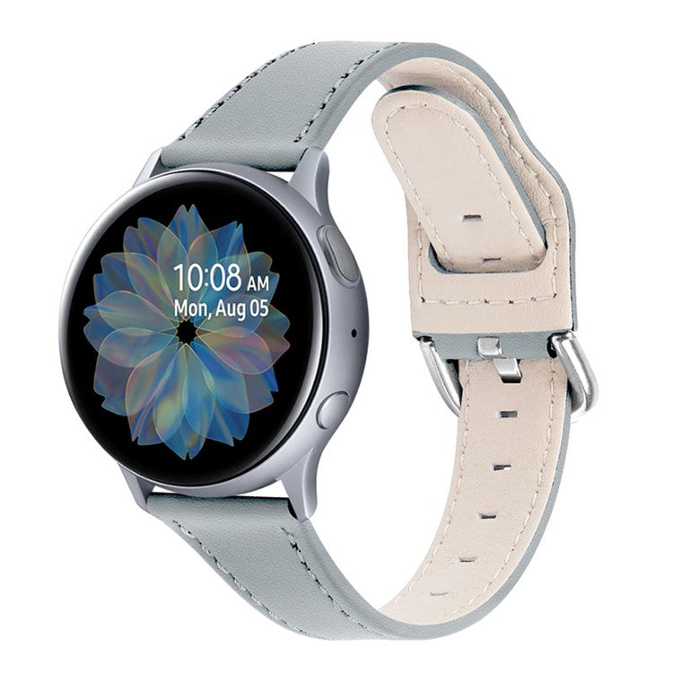 High-end Genuine Leather Replacement 22mm Watch Strap with Buckle for Samsung Galaxy Watch3 45mm / Samsung Galaxy Watch 46mm - Grey