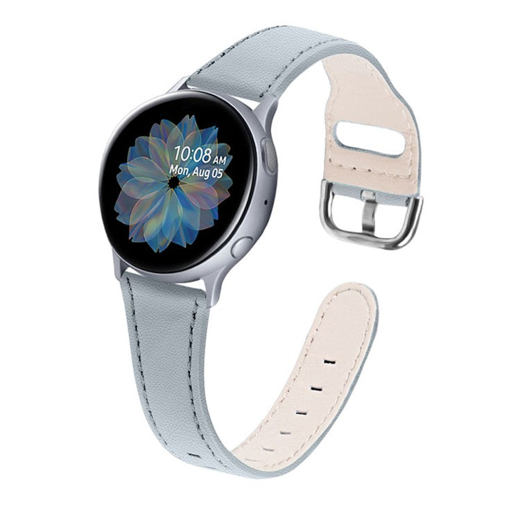 High-end Genuine Leather Replacement 22mm Watch Strap with Buckle for Samsung Galaxy Watch3 45mm / Samsung Galaxy Watch 46mm - Grey