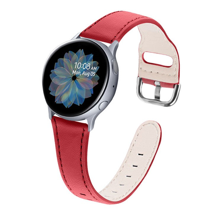 High-end Genuine Leather Replacement 22mm Watch Strap with Buckle for Samsung Galaxy Watch3 45mm / Samsung Galaxy Watch 46mm - Red