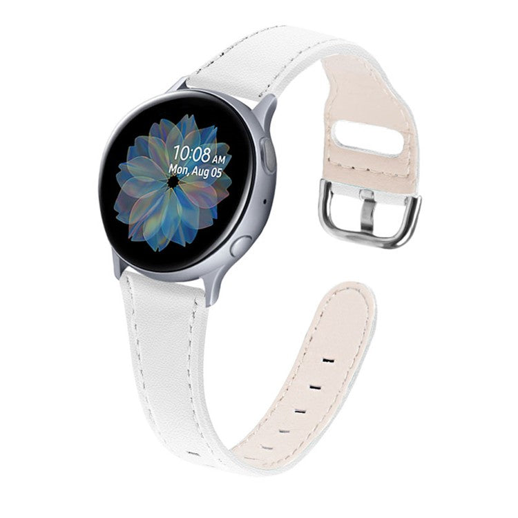 High-end Genuine Leather Replacement 22mm Watch Strap with Buckle for Samsung Galaxy Watch3 45mm / Samsung Galaxy Watch 46mm - White