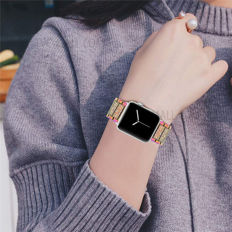 Stainless Steel Rhinestone Smart Watch Strap Watchband Replacement for Apple Watch Series 10 46mm / Ultra 2 Ultra 49mm / 9 8 7 45mm / SE (2023) SE (2022) SE 6 5 4 44mm / 3 2 1 42mm - Multi-Color