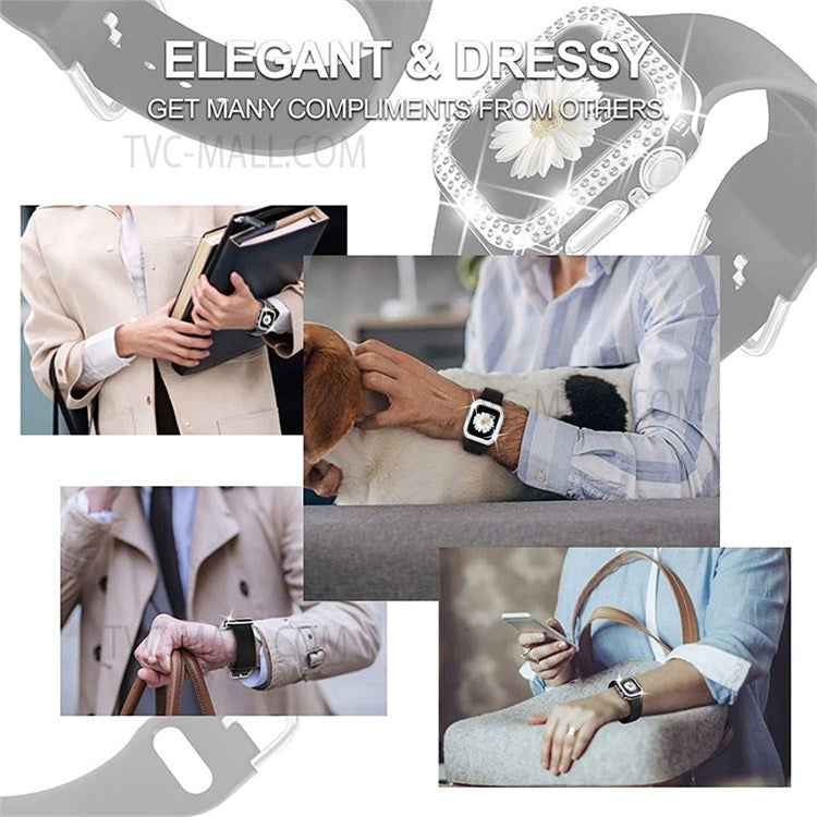 Flexible Silicone Watch Strap Smart Bracelet Band with Stylish Watch Cover Case for Apple Watch Series 1/2/3 42mm - Black