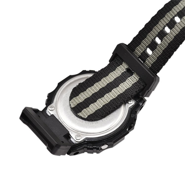 3 Watch Band Loop Watch Strap Replacement Nylon Canvas Watch Band for Casio GA-110/G-8900/DW-5600 - Black+Red+Green Stripe