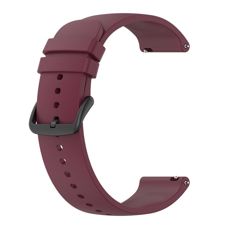 22mm Silicone Watch Strap Soft Wristband with Buckle for Samsung Galaxy Watch3 45mm/Active/Huawei Watch 3 - Wine Red
