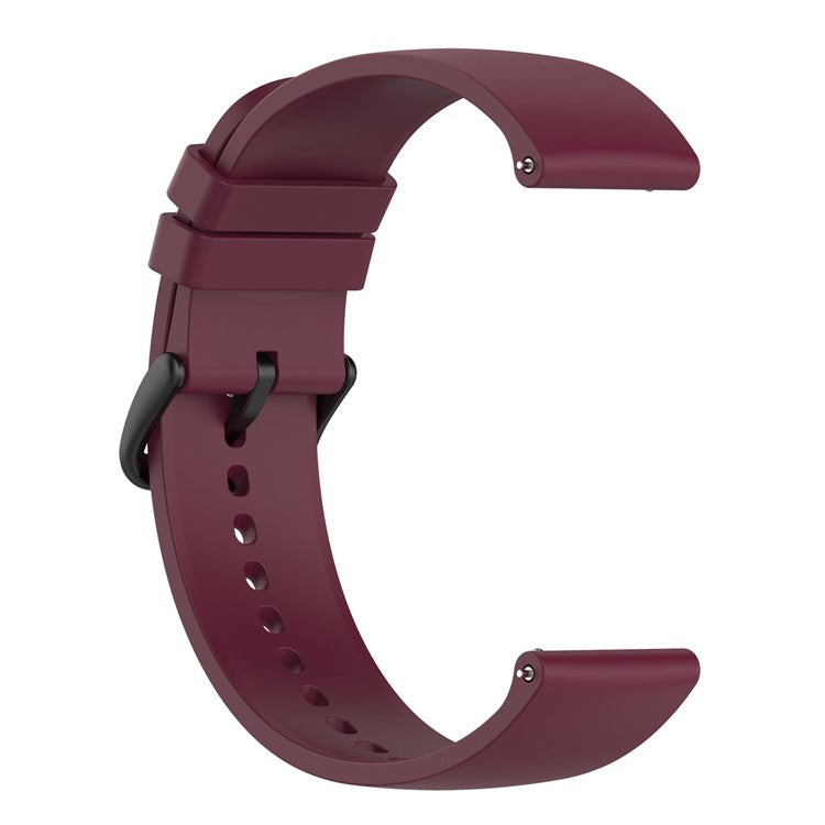 22mm Silicone Watch Strap Soft Wristband with Buckle for Samsung Galaxy Watch3 45mm/Active/Huawei Watch 3 - Wine Red