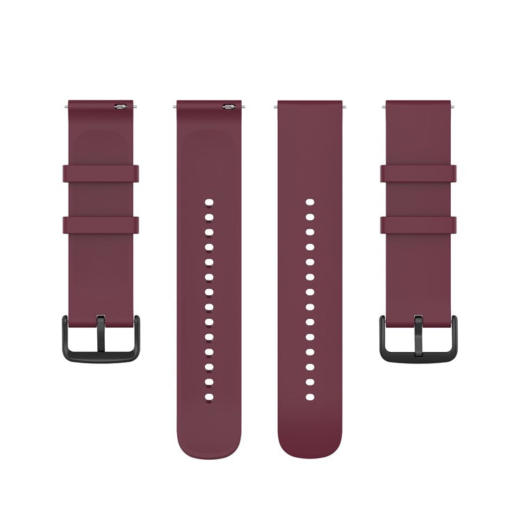 22mm Silicone Watch Strap Soft Wristband with Buckle for Samsung Galaxy Watch3 45mm/Active/Huawei Watch 3 - Wine Red
