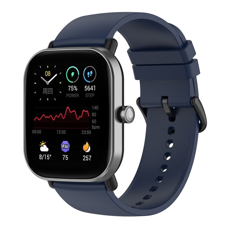 22mm Silicone Watch Strap Soft Wristband with Buckle for Samsung Galaxy Watch3 45mm/Active/Huawei Watch 3 - Midnight Blue