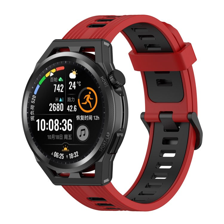 22mm Silicone Watch Strap Soft Wristband with Buckle for Samsung Galaxy Watch 3 45mm R840/Gear S3/Huawei Watch GT 2e/GT3 46mm/GT Runner - Red/Black
