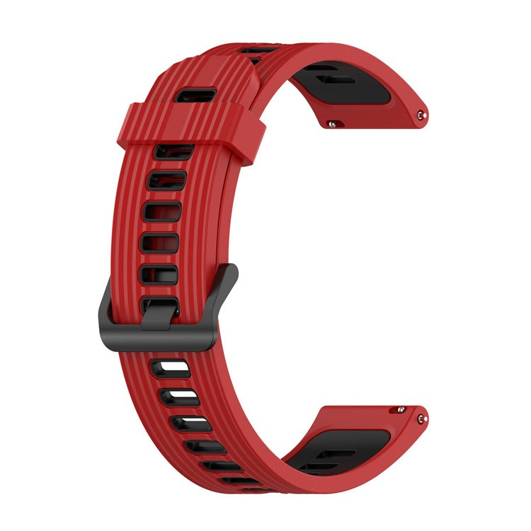 22mm Silicone Watch Strap Soft Wristband with Buckle for Samsung Galaxy Watch 3 45mm R840/Gear S3/Huawei Watch GT 2e/GT3 46mm/GT Runner - Red/Black