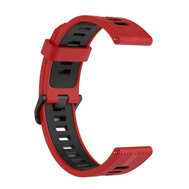 22mm Silicone Watch Strap Soft Wristband with Buckle for Samsung Galaxy Watch 3 45mm R840/Gear S3/Huawei Watch GT 2e/GT3 46mm/GT Runner - Red/Black