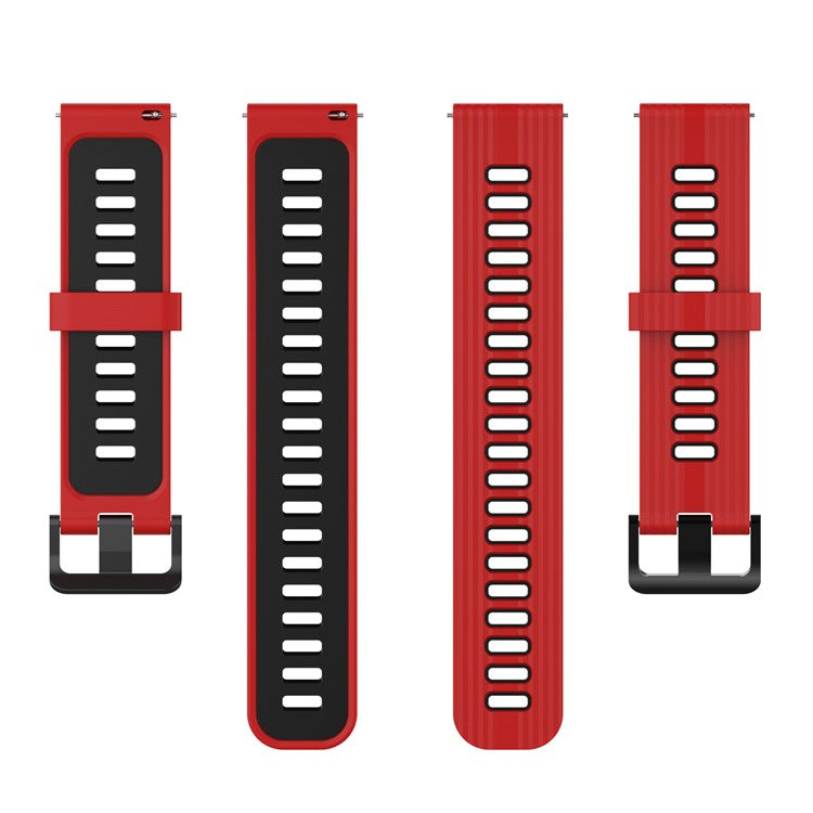 22mm Silicone Watch Strap Soft Wristband with Buckle for Samsung Galaxy Watch 3 45mm R840/Gear S3/Huawei Watch GT 2e/GT3 46mm/GT Runner - Red/Black