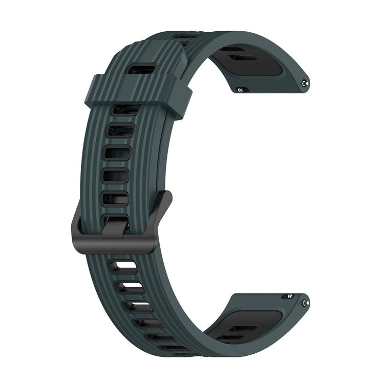 22mm Silicone Watch Strap Soft Wristband with Buckle for Samsung Galaxy Watch 3 45mm R840/Gear S3/Huawei Watch GT 2e/GT3 46mm/GT Runner - Green/Black