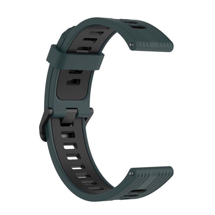 22mm Silicone Watch Strap Soft Wristband with Buckle for Samsung Galaxy Watch 3 45mm R840/Gear S3/Huawei Watch GT 2e/GT3 46mm/GT Runner - Green/Black