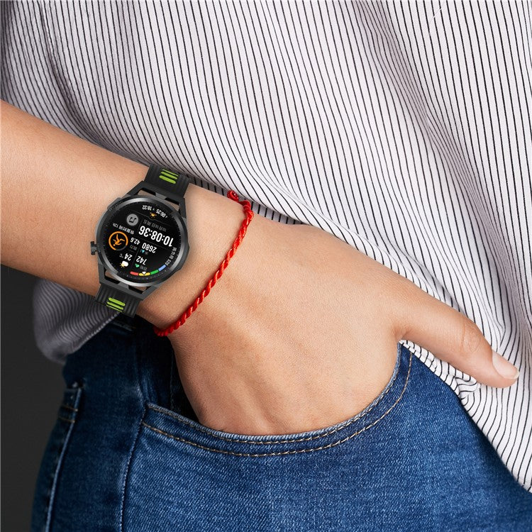 22mm Silicone Watch Strap Soft Wristband with Buckle for Samsung Galaxy Watch 3 45mm R840/Gear S3/Huawei Watch GT 2e/GT3 46mm/GT Runner - Green/Black