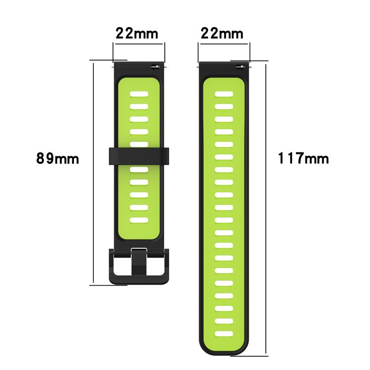 22mm Silicone Watch Strap Soft Wristband with Buckle for Samsung Galaxy Watch 3 45mm R840/Gear S3/Huawei Watch GT 2e/GT3 46mm/GT Runner - Green/Black