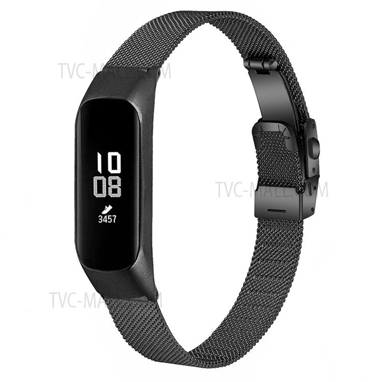 Smart Watch Strap Folding Buckle Stainless Steel Milanese Band for Xiaomi Mi Band 5 - Black