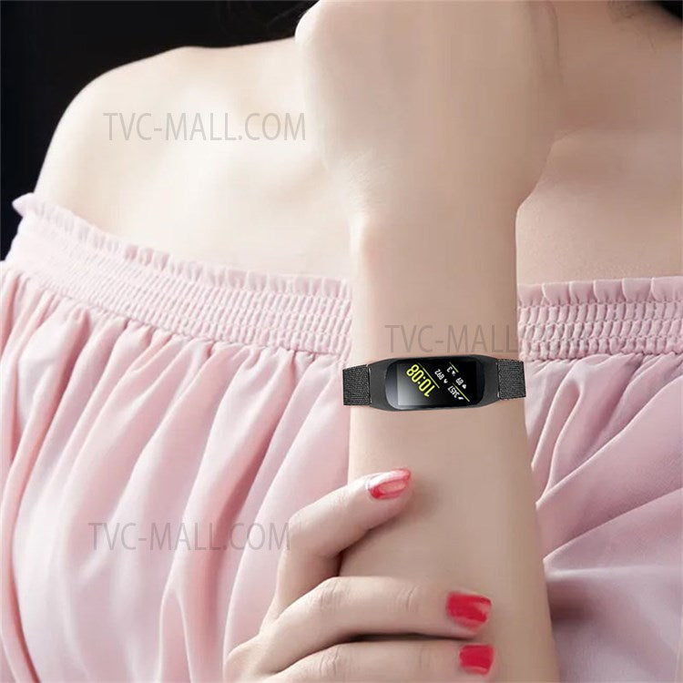 Smart Watch Strap Folding Buckle Stainless Steel Milanese Band for Xiaomi Mi Band 5 - Black
