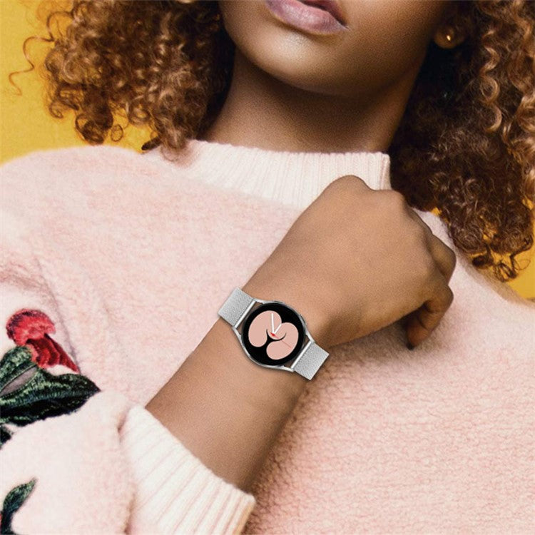 20mm Milanese Fine Mesh Stainless Steel Replacement Watch Strap for Samsung Galaxy Watch4 Classic 42mm 46mm/Galaxy Watch Active/Galaxy Watch Active2 40mm 44mm - Silver