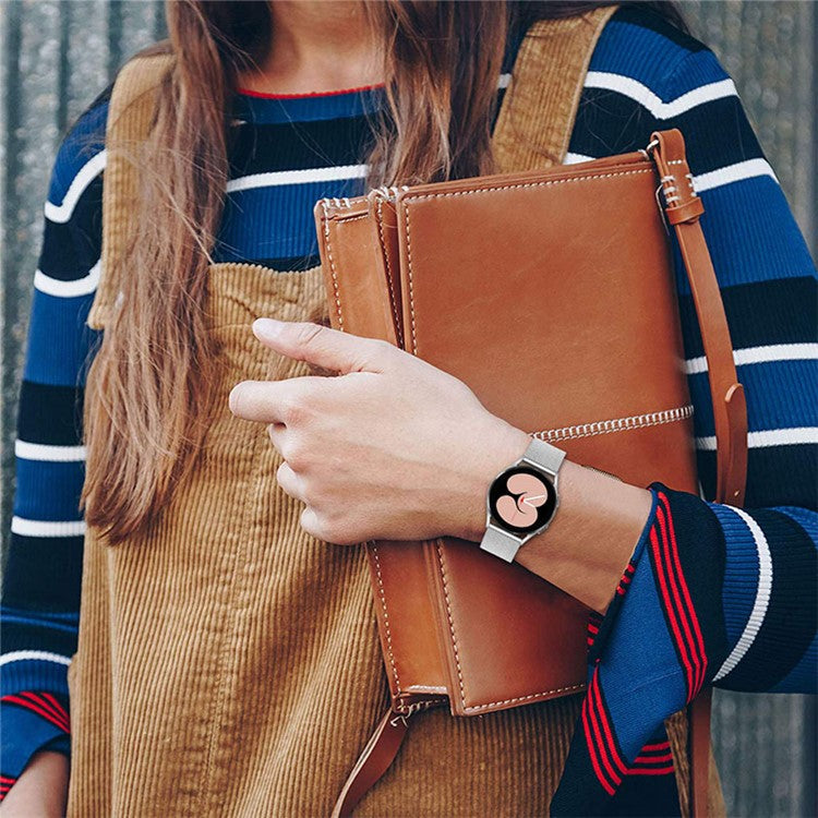 20mm Milanese Fine Mesh Stainless Steel Replacement Watch Strap for Samsung Galaxy Watch4 Classic 42mm 46mm/Galaxy Watch Active/Galaxy Watch Active2 40mm 44mm - Silver