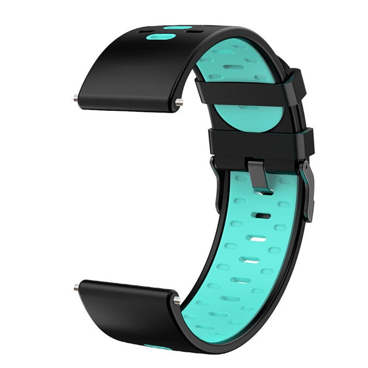 22mm 3 Rows Holes Bi-color Silicone Soft Watch Band for Samsung Galaxy Watch3 45mm/Galaxy Watch 46mm/Gear S3 Frontier/Gear S3 Classic - Black/Teal