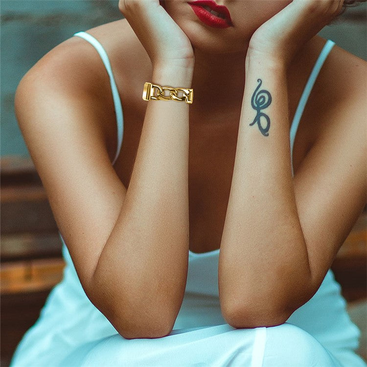 Replacement Watch Band Single Row Chain Watch Strap for Fitbit Charge 6 / 5 - Gold