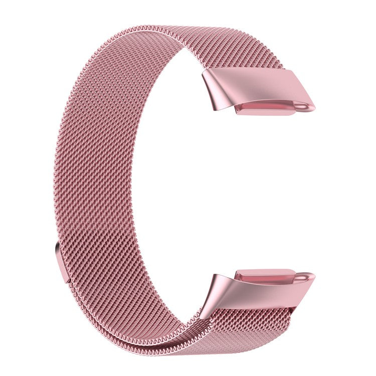 JLT Stylish Milanese Stainless Steel Adjustable Electroplating Watch Band Strap Replacement for Fitbit Charge 6 / 5 - Rose Pink